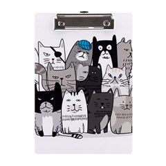 Cute Cat Hand Drawn Cartoon Style A5 Acrylic Clipboard by Salman4z