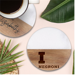 I Love Negroni Classic Marble Wood Coaster (round) 