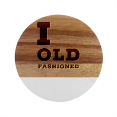 I Love Old Fashioned Marble Wood Coaster (round) by ilovewhateva