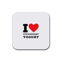 I Love Strawberry Yogurt Rubber Coaster (square) by ilovewhateva