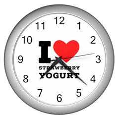 I Love Strawberry Yogurt Wall Clock (silver) by ilovewhateva