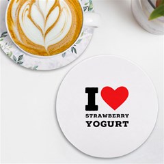 I Love Strawberry Yogurt Uv Print Round Tile Coaster by ilovewhateva