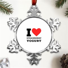 I Love Strawberry Yogurt Metal Small Snowflake Ornament