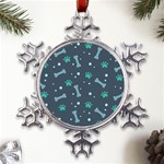 Bons Foot Prints Pattern Background Metal Large Snowflake Ornament Front