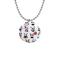 Playing Panda Cartoon 1  Button Necklace by Salman4z