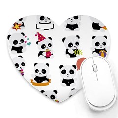 Playing Panda Cartoon Heart Mousepad by Salman4z