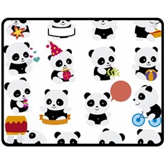 Playing Panda Cartoon Fleece Blanket (medium)