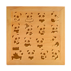 Playing Panda Cartoon Wood Photo Frame Cube