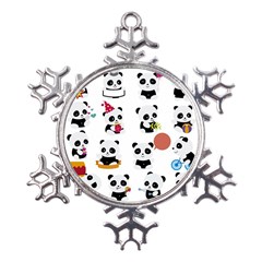 Playing Panda Cartoon Metal Large Snowflake Ornament