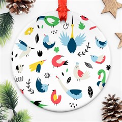 Vector Set Isolates With Cute Birds Scandinavian Style Ornament (round) by Salman4z