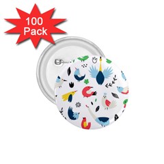 Vector Set Isolates With Cute Birds Scandinavian Style 1 75  Buttons (100 Pack)  by Salman4z