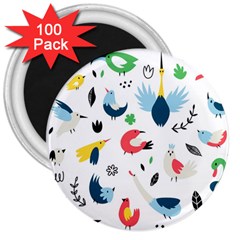 Vector Set Isolates With Cute Birds Scandinavian Style 3  Magnets (100 Pack) by Salman4z