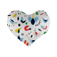 Vector Set Isolates With Cute Birds Scandinavian Style Standard 16  Premium Heart Shape Cushions by Salman4z