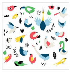 Vector Set Isolates With Cute Birds Scandinavian Style Square Satin Scarf (36  X 36 ) by Salman4z