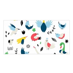 Vector Set Isolates With Cute Birds Scandinavian Style Satin Shawl 45  X 80  by Salman4z