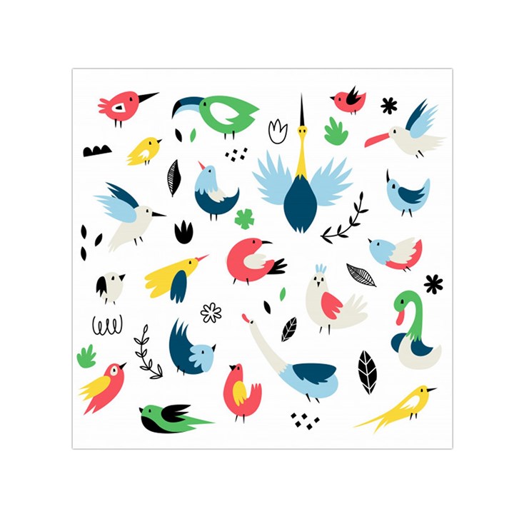 Vector Set Isolates With Cute Birds Scandinavian Style Square Satin Scarf (30  x 30 )