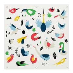 Vector Set Isolates With Cute Birds Scandinavian Style Banner And Sign 4  X 4  by Salman4z