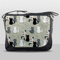 Cute Cat Seamless Pattern Messenger Bag by Salman4z