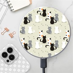 Cute Cat Seamless Pattern Wireless Fast Charger(white) by Salman4z