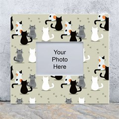 Cute Cat Seamless Pattern White Wall Photo Frame 5  X 7 