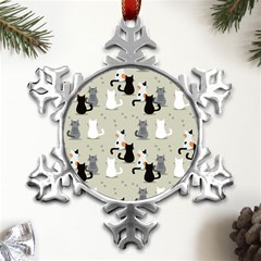 Cute Cat Seamless Pattern Metal Small Snowflake Ornament by Salman4z