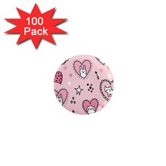 Cartoon Cute Valentines Day Doodle Heart Love Flower Seamless Pattern Vector 1  Mini Magnets (100 Pack)  by Salman4z