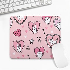 Cartoon Cute Valentines Day Doodle Heart Love Flower Seamless Pattern Vector Large Mousepad by Salman4z