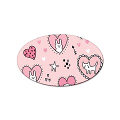 Cartoon Cute Valentines Day Doodle Heart Love Flower Seamless Pattern Vector Sticker (oval) by Salman4z