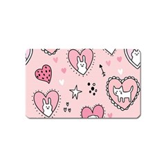 Cartoon Cute Valentines Day Doodle Heart Love Flower Seamless Pattern Vector Magnet (name Card) by Salman4z