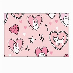 Cartoon Cute Valentines Day Doodle Heart Love Flower Seamless Pattern Vector Postcard 4 x 6  (pkg Of 10) by Salman4z