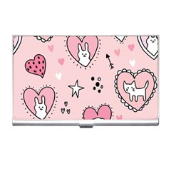 Cartoon Cute Valentines Day Doodle Heart Love Flower Seamless Pattern Vector Business Card Holder by Salman4z