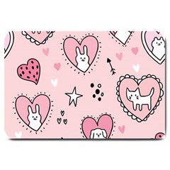 Cartoon Cute Valentines Day Doodle Heart Love Flower Seamless Pattern Vector Large Doormat by Salman4z