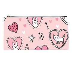 Cartoon Cute Valentines Day Doodle Heart Love Flower Seamless Pattern Vector Pencil Case