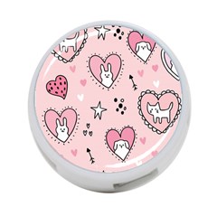 Cartoon Cute Valentines Day Doodle Heart Love Flower Seamless Pattern Vector 4-port Usb Hub (one Side) by Salman4z