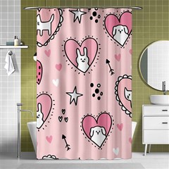 Cartoon Cute Valentines Day Doodle Heart Love Flower Seamless Pattern Vector Shower Curtain 48  X 72  (small)  by Salman4z