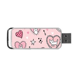 Cartoon Cute Valentines Day Doodle Heart Love Flower Seamless Pattern Vector Portable Usb Flash (one Side) by Salman4z