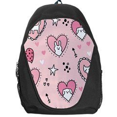 Cartoon Cute Valentines Day Doodle Heart Love Flower Seamless Pattern Vector Backpack Bag by Salman4z