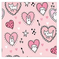 Cartoon Cute Valentines Day Doodle Heart Love Flower Seamless Pattern Vector Square Satin Scarf (36  X 36 ) by Salman4z