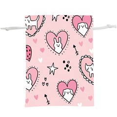 Cartoon Cute Valentines Day Doodle Heart Love Flower Seamless Pattern Vector Lightweight Drawstring Pouch (xl) by Salman4z