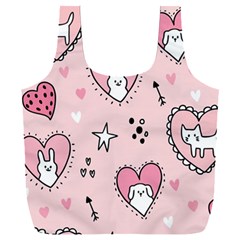 Cartoon Cute Valentines Day Doodle Heart Love Flower Seamless Pattern Vector Full Print Recycle Bag (xxxl) by Salman4z