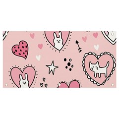 Cartoon Cute Valentines Day Doodle Heart Love Flower Seamless Pattern Vector Banner And Sign 4  X 2  by Salman4z