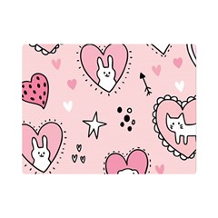 Cartoon Cute Valentines Day Doodle Heart Love Flower Seamless Pattern Vector Premium Plush Fleece Blanket (mini)