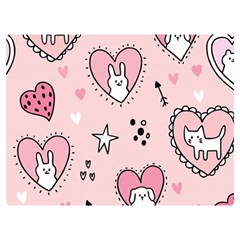 Cartoon Cute Valentines Day Doodle Heart Love Flower Seamless Pattern Vector Premium Plush Fleece Blanket (extra Small) by Salman4z