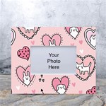 Cartoon Cute Valentines Day Doodle Heart Love Flower Seamless Pattern Vector White Tabletop Photo Frame 4 x6  Front