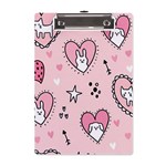 Cartoon Cute Valentines Day Doodle Heart Love Flower Seamless Pattern Vector A5 Acrylic Clipboard Front