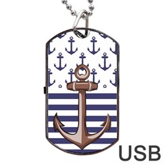 Anchor Background Design Dog Tag Usb Flash (one Side) by Salman4z