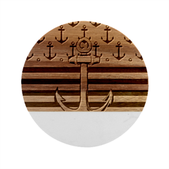 Anchor Background Design Marble Wood Coaster (round)