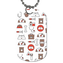 Vector Thin Line Art Vet Seamless Pattern Dog Tag (two Sides) by Salman4z