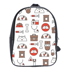 Vector Thin Line Art Vet Seamless Pattern School Bag (xl) by Salman4z