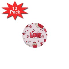 Hand Drawn Valentines Day Element Collection 1  Mini Buttons (10 Pack)  by Salman4z